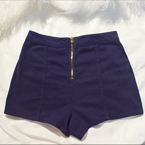 Forever 21 navy blue hot shorts w/ exposed zipper